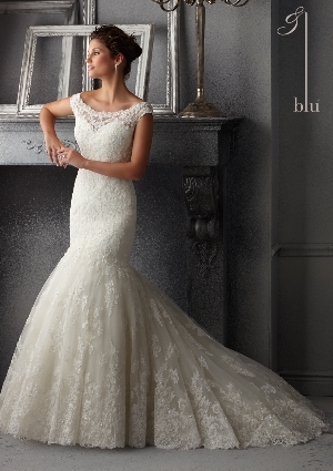 Wedding Dress - Mori Lee Blue FALL 2014 Collection: 5265 - Delicate Beading on an Alencon Lace Bridal Gown | MoriLee Bridal Gown