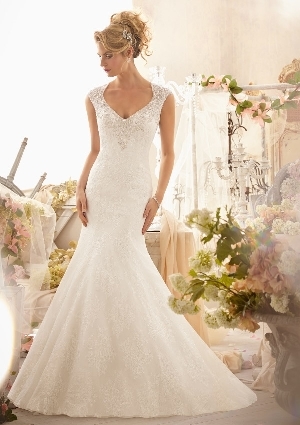 Wedding Dress - Mori Lee Bridal SPRING 2014 Collection: 2604 - Crystal Beaded Embroidery on Chantilly Lace | MoriLee Bridal Gown