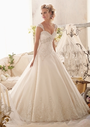 Wedding Dress - Mori Lee Bridal SPRING 2014 Collection: 2609 - Exquisite Embroidery on Tulle Edged with Sparkling Beading and Wide Hemline | MoriLee Bridal Gown
