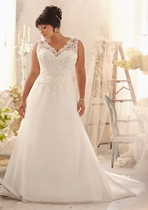 Wedding Dress - Mori Lee Julietta SPRING 2014 Collection: 3153 - Alençon Lace Appliqués on Delicate Chiffon | PlusSize Bridal Gown