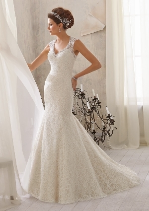 Wedding Dress - Mori Lee Blue SPRING 2014 Collection: 5214 - Poetic Lace Trimmed with Crystal Beading | MoriLee Bridal Gown