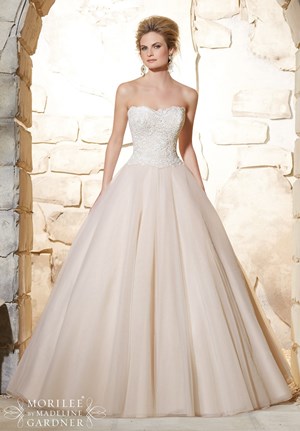 Wedding Dress - Mori Lee Bridal FALL 2015 Collection: 2777 - Elegant Venice Lace Bodice onto the Classic Tulle Ball Gown | MoriLee Bridal Gown