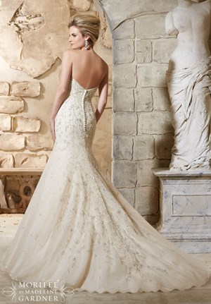 back of wedding gown