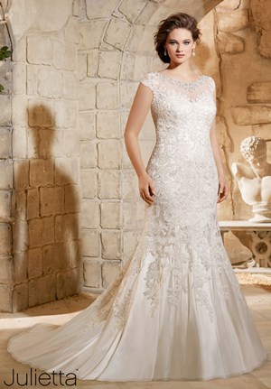 Wedding Dress - Mori Lee Julietta FALL 2015 Collection: 3188 - Crystal Beaded Embroidery with Sparkling Lace Appliques on Soft Net | PlusSize Bridal Gown