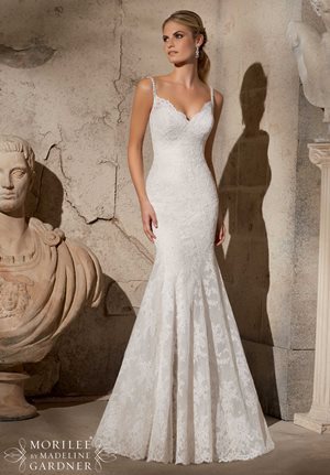 Wedding Dress - Mori Lee Bridal SPRING 2015 Collection: 2704 - Elegant Alencon Lace with Crystal Beaded Straps | MoriLee Bridal Gown