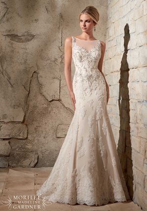 Wedding Dress - Mori Lee Bridal SPRING 2015 Collection: 2709 - Crystal Beaded Embroidery and Alencon Lace Appliques on Net | MoriLee Bridal Gown
