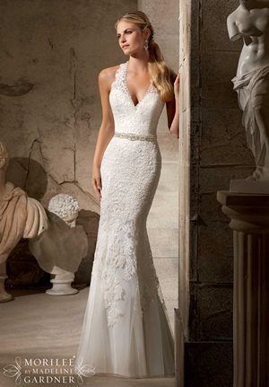Wedding Dress - Mori Lee Bridal SPRING 2015 Collection: 2712 - Embroidered Appliques on Soft Net Trimmed with Crystal Beading | MoriLee Bridal Gown