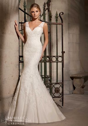 Wedding Dress - Mori Lee Bridal SPRING 2015 Collection: 2714 - Chantilly Lace Decorated with Venice Lace Appliques on Net | MoriLee Bridal Gown