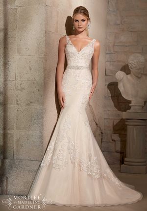 Wedding Dress - Mori Lee Bridal SPRING 2015 Collection: 2715 - Embroidered Appliques on Net with Crystal Beading | MoriLee Bridal Gown
