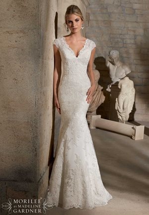 Wedding Dress - Mori Lee Bridal SPRING 2015 Collection: 2717 - Embroidered Appliques on Net with Crystal Beading and Wide Hemline | MoriLee Bridal Gown