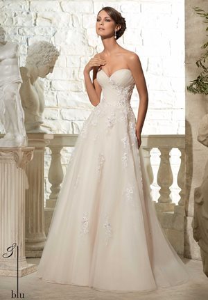 Wedding Dress - Mori Lee Blue SPRING 2015 Collection: 5302 - TULLE BALL GOWN WITH CRYSTAL BEADING ON EMBROIDERED APPLIQUES | MoriLee Bridal Gown
