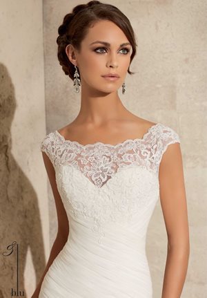 Bateau neckline wedding gown