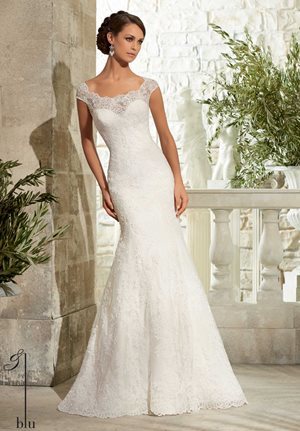 Wedding Dress - Mori Lee Blue SPRING 2015 Collection: 5310 - ELEGANT ALENCON LACE WITH WIDE HEMLINE | MoriLee Bridal Gown