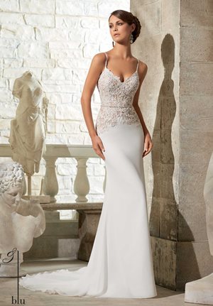Wedding Dress - Mori Lee Blue SPRING 2015 Collection: 5312 - VENICE LACE APPLIQUES ON CHIFFON GEORGETTE | MoriLee Bridal Gown