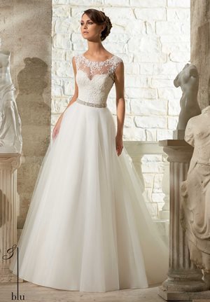 Wedding Dress - Mori Lee Blue SPRING 2015 Collection: 5315 - VENICE LACE APPLQUES ON SOFT, TULLE BALL GOWN | MoriLee Bridal Gown