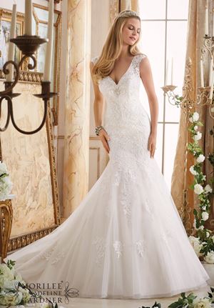 Wedding Dress - Mori Lee Bridal FALL 2016 Collection: 2872 - Embroidered Appliques on Tulle Trimmed with Crystal Beading | MoriLee Bridal Gown