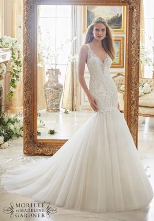 Wedding Dress - Mori Lee Bridal FALL 2016 Collection: 2885 - Crystal Beaded Edging Meets Embroidered Appliques on Tulle | MoriLee Bridal Gown