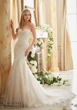 Wedding Dress - Mori Lee Bridal FALL 2016 Collection: 2886 - Crystallized Allover Embroidery on Soft Tulle  | MoriLee Bridal Gown