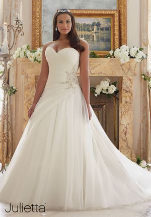 Wedding Dress - Mori Lee Julietta FALL 2016 Collection: 3203 - Diamante Beaded Applique on Organza and Tulle | PlusSize Bridal Gown