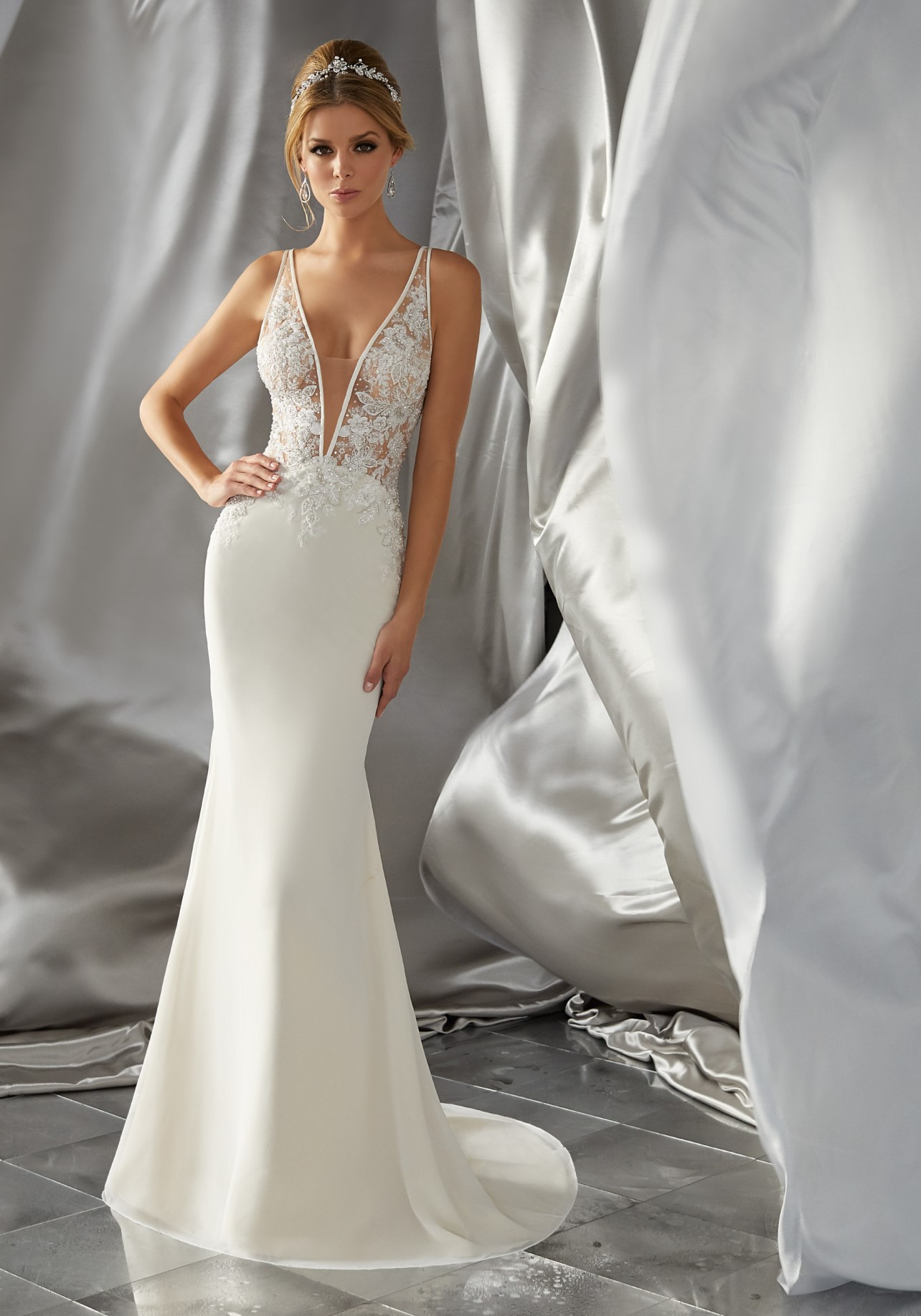 bridal gown Dare to bare with plunging necklines