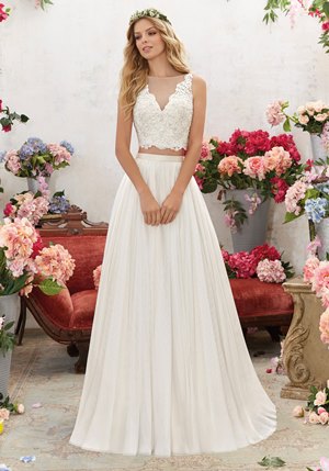 Wedding Dress - Mori Lee Voyage SPRING 2017 Collection: 6856 - Melina - Two-Piece Crystal Beaded, Embroidered Bodice with Soft Net Skirt | MoriLee Bridal Gown
