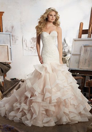 Wedding Dress - Mori Lee Bridal SPRING 2017 Collection: 8111 - Maisie - Allover Embroidery on Net with Horsehair Edged, Flounced Organza Skirt | MoriLee Bridal Gown