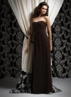 Bridesmaids Dress: Dessy Bridesmaid Style - 2737  Full-length strapless Nu-Georgette dress w/ delicate shirring at bodice. 