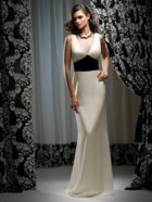 Bridesmaids Dress: Dessy Bridesmaid Style - 2739  Full-length v-neck Renaissance dress w/ contrasting or matching inset waistband and overlay back. 