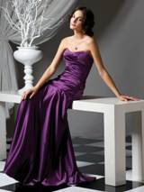 Bridesmaids Dress: Dessy Bridesmaid Style - 2749  Full-length Matte Satin dress with asymmetrical draped body and flared mermaid skirt.Fabric: Matte Satin 