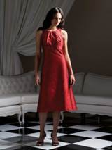Evening Dress: Dessy Bridesmaid Style - 2761  Tea-length Silk Shantung dress with pleated halter neck and flat bow detail at back neck. Slight A-line skirt. Also available full-length as style 2767.Fabric: Silk Shantung  