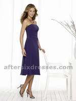 Prom Dress: Aftersix Bridesmaid Style - 6509  Tea-length strapless nu-georgette dress with slight drop waist and asymmetrical shirred bodice. 