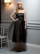 Evening Dress: Aftersix Bridesmaid Style - 6534  Tea-length strapless dress w/ lace bodice and Chiffon skirt over Matte Satin lining. 