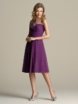 Bridesmaids Dress: Aftersix Bridesmaid Style - 6574  Cocktail length strapless chiffon dress with drape surplice bodice. Pleated detail at midriff and skirt. Solid only. Also available full/length as style 6590.Fabric: Chiffon Catalog Dress Color: african violet 