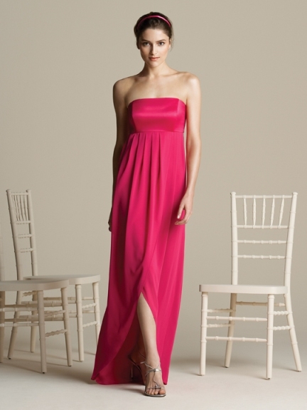 Mother of the Bride Dress: Aftersix Bridesmaid Style - 6578  Full length strapless dress with matching matte satin bodice and nu-georgette tulip skirt.Fabric: Nu-GeorgetteCatalog Dress Color: posie 