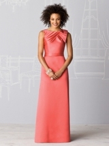 Bridesmaids Dress: After Six Bridesmaid SPRING 2011- 6596  Bateau neck full-length matte satin dress w/ bow at shoulder and matching self belt. Available in sizes 00-30W.Fabric: Matte Satin 
