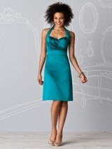 Bridesmaids Dress: After Six Bridesmaid SPRING 2011- 6598  Halter cocktail length matte satin dress w/ sweetheart neckline and inset waistband. Also avaialble full length as style 6599. Available in sizes 00-30W.Fabric: Matte Satin 