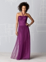 Bridesmaids Dress: After Six Bridesmaid SPRING 2011- 6604  Convertible strapless full-length stretch tulle dress w/ shirred bodice and optional halter strap. Available in sizes 00-30W.Fabric: Stretch Tulle 