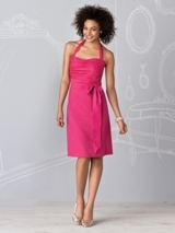 Bridesmaids Dress: After Six Bridesmaid SPRING 2011- 6605  Halter cocktail length cotton voile dress w/ pleated bodice and a-line skirt. Matching sash at natural waist. Also available full length as style 6606. Available in sizes 00-30W.Fabric: Cotton Voile 
