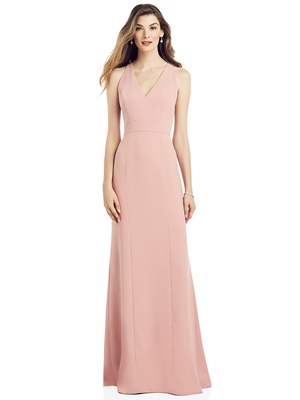 MOB Dress - After Six Bridesmaids SPRING 2020 - 6821 - V-Neck Keyhole Back Crepe Trumpet Gown | AfterSix MOB Gown