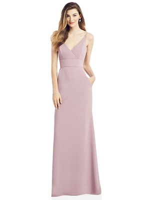 MOB Dress - After Six Bridesmaids SPRING 2020 - 6824 - V-neck Spaghetti Strap Long Crepe Dress | AfterSix MOB Gown