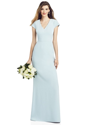 MOB Dress - After Six Bridesmaids SPRING 2020 - 6825 - Cap Sleeve A-line Crepe Gown with Pockets | AfterSix MOB Gown