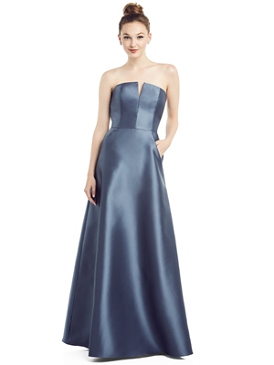  Dress - Alfred Sung Bridesmaids 2020 - D774 - Strapless Notch Satin Gown with Pockets | AlfredSung Evening Gown