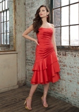 Evening Dress: Angelina Faccenda Bridesmaids: 20206 - SILKY TAFFETA  Sample Color: RED. SHAWL INCLUDED 