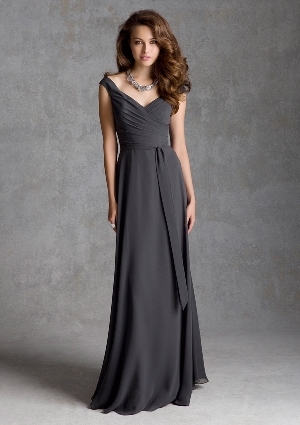 Bridesmaid Dress - Angelina Faccenda Bridesmaids SPRING 2014 Collection: 20424 - Luxe Chiffon with Sash (Long) | AngelinaFaccenda Bridesmaids Gown
