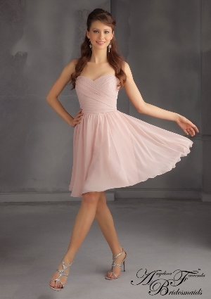 Bridesmaid Dress - Angelina Faccenda Bridesmaids by Mori Lee FALL 2014 Collection: 204350 - Luxe Chiffon - Zipper Back (SHORT) | AngelinaFaccenda Bridesmaids Gown
