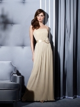 Evening Dress: Dessy Bridesmaid Style - 2789  Full length strapless Fortuny pleated nu-georgette dress with matching matte satin belt and hand worked flower. Solid only. Also available cocktail length as style 2800.Fabric: Nu-Georgette Dress Color: palomino 
