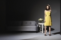 Evening Dress: Dessy Bridesmaid Style - 2802  Cocktail length strapless chiffon dress w/ contrasting or matching matte satin belt. Inverted v-pleat detail at slight sweetheart neckline. Also available full length as style 2810. Available in sizes 0-28W.  