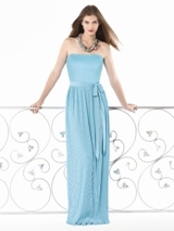 Bridesmaids Dress: Dessy Bridesmaid SPRING 2011- 2822  Strapless full length nu-georgette dress w/ blouson bodice and fortuny pleated skirt. Matching nu-georgette sash at waist. Sizes available 00-30W, and 00-30W extra length.Fabric: Nu-Georgette 