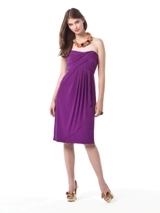 Bridesmaids Dress: Dessy Bridesmaid SPRING 2011- 2825  Strapless cocktail length empire waist matte jersey dress w/ draped skirt and bodice. Also available full length as style 2826. Sizes available 00-30W, and 00-30W extra length.Fabric: Matte Jersey 