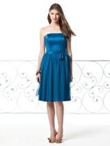 Bridesmaids Dress: Dessy Bridesmaid SPRING 2011- 2827  Strapless cocktail length matte satin sheath dress w/ full shirred matching lux chiffon overskirt (removable). Also available full length as style 2828. Sizes available 00-30W, and 00-30W extra length.Fabric: Lux Chiffon 